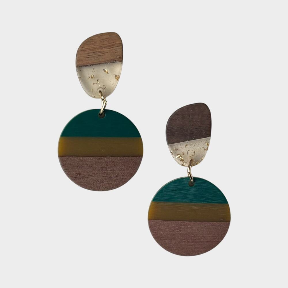 Earth Tone Geometric Drop Earrings